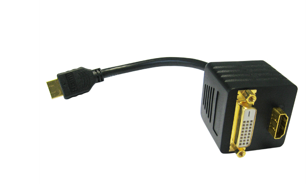 (imagem para) Adaptador HDMI Mch - HDMI Fêm.+ DVI-D Fêm (24+1) - 0,20mt
