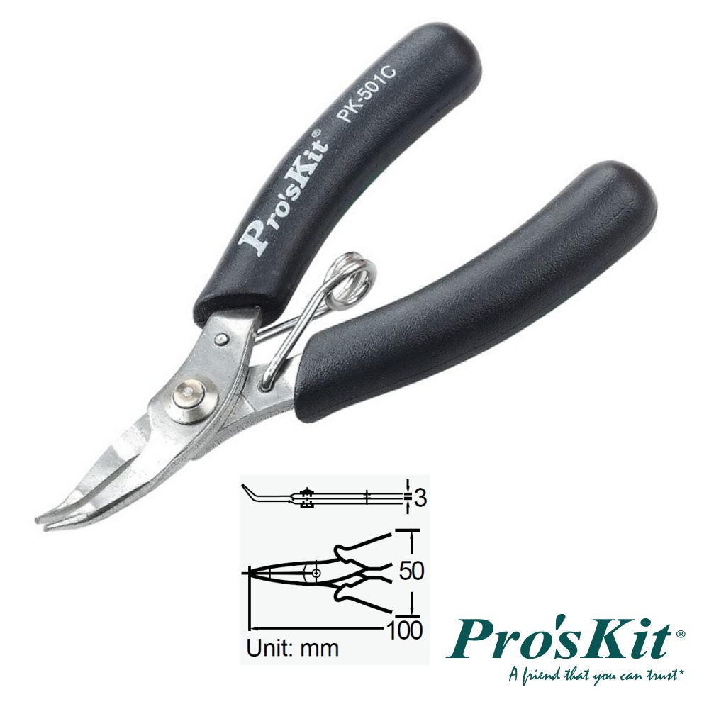 (imagem para) ALICATE DE PONTAS CURVAS MICRO 100MM PROSKIT