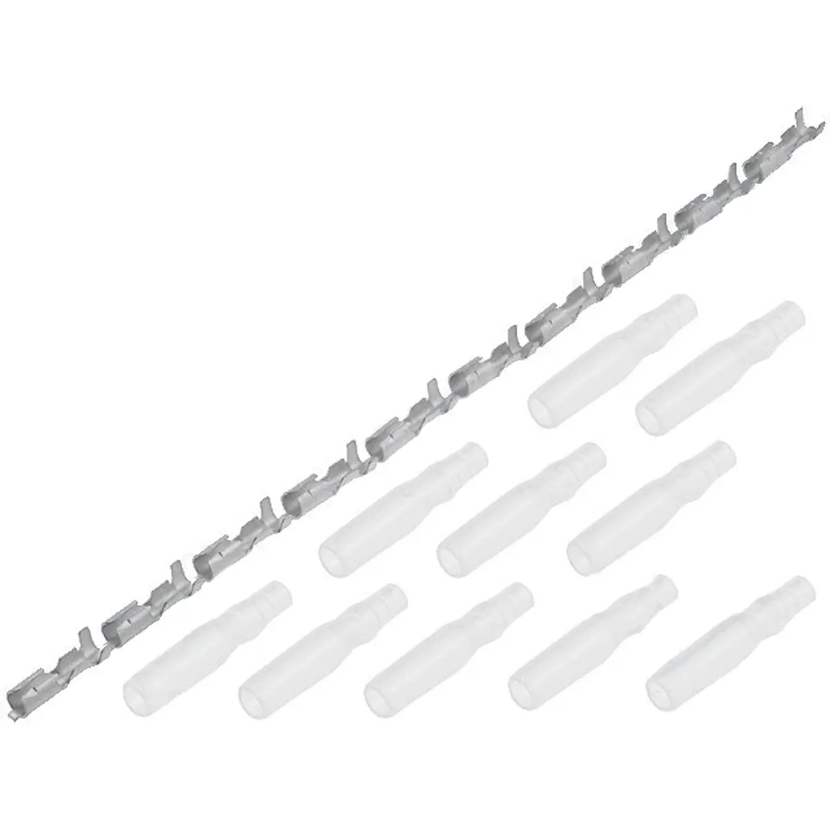 (imagem para) Conjunto de 10 terminais redondos Ø4.0mm fêmea c/ isolamento transparente p/ cabo