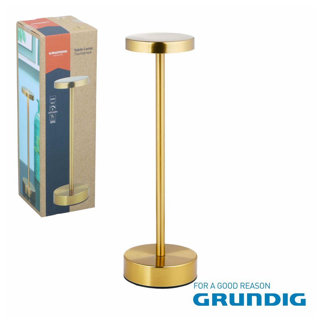 Candeeiro Mesa LED E14 Touch Cabeça Plana Dourada GRUNDIG (imagem para) Candeeiro Mesa LED E14 Touch Cabeça Plana Dourada GRUNDIG