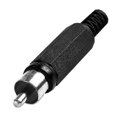 (imagem para) Ficha RCA Macho Plastico - Preta - Curta