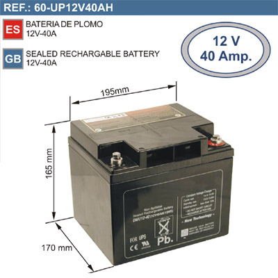 Bateria 12V 40A (195x165x170)