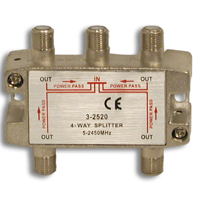 Splitter Satélite 4 Vias 5-2450 MHZ (imagem para) Splitter Satélite 4 Vias 5-2450 MHZ