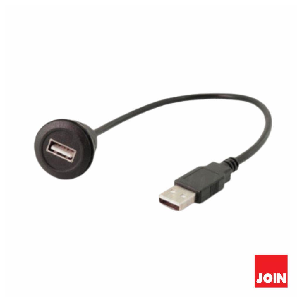 (imagem para) Cabo Adaptador USB-A Fêmea Painel / USB-A Macho 30cm JOIN