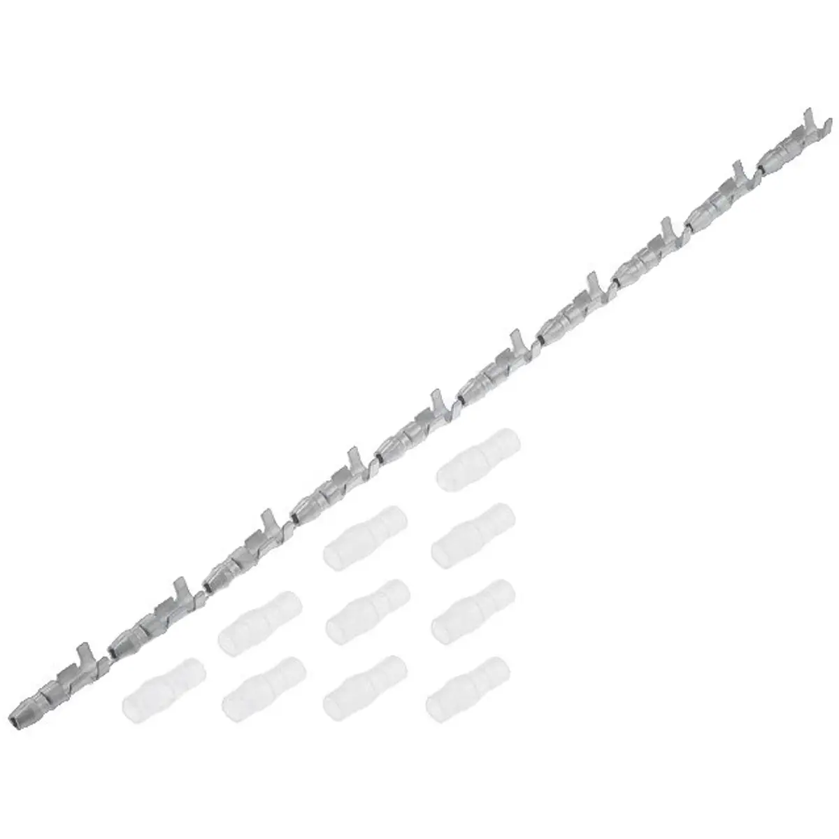 (imagem para) Conjunto de 10 terminais redondos Ø4.0mm macho c/ isolamento transparente p/ cabo