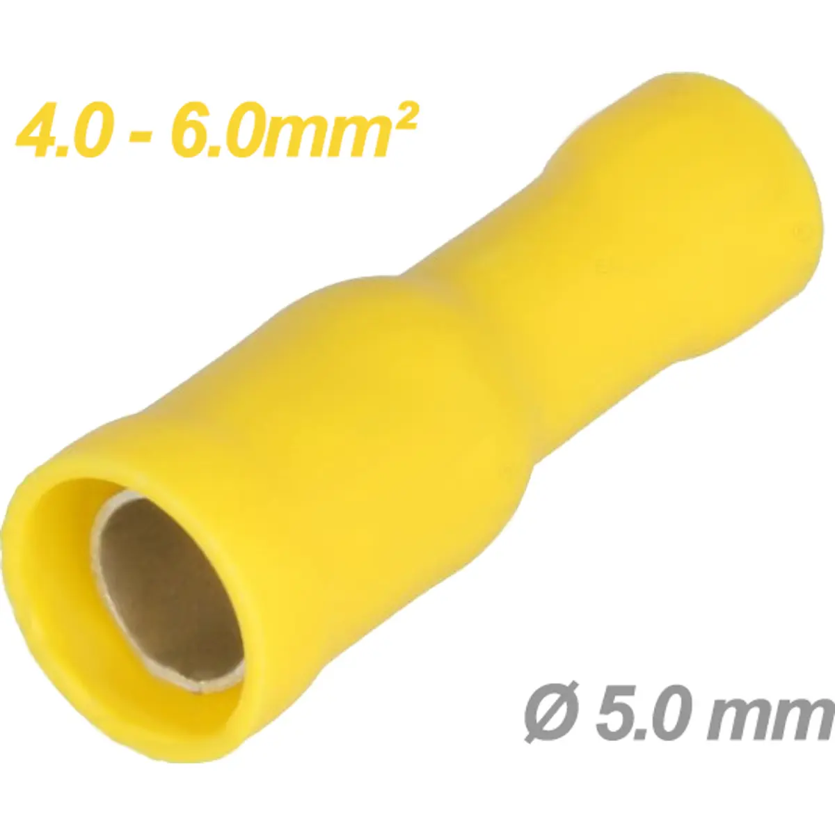 (imagem para) Terminal redondo fêmea isolado amarelo (4.0-6.0mm²) Ø5.0mm