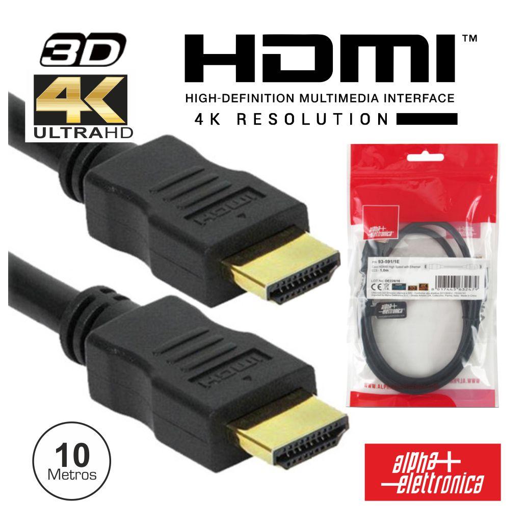 (imagem para) Cabo HDMI Dourado Macho / Macho 4k Preto 10m