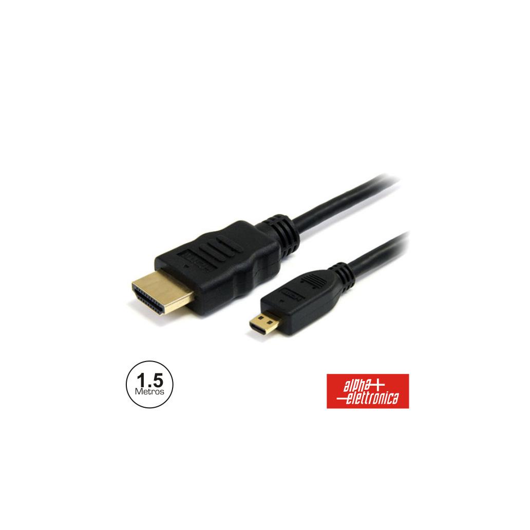 (imagem para) Cabo HDMI Dourado Macho / Micro HDMI Macho Preto 1.5m