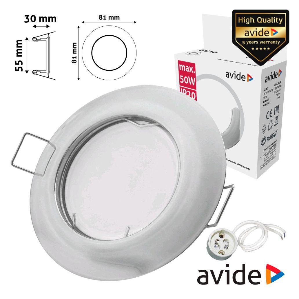 (imagem para) Aro Redondo Fixo Cónico Cromado P/ MR16-GU10 AVIDE