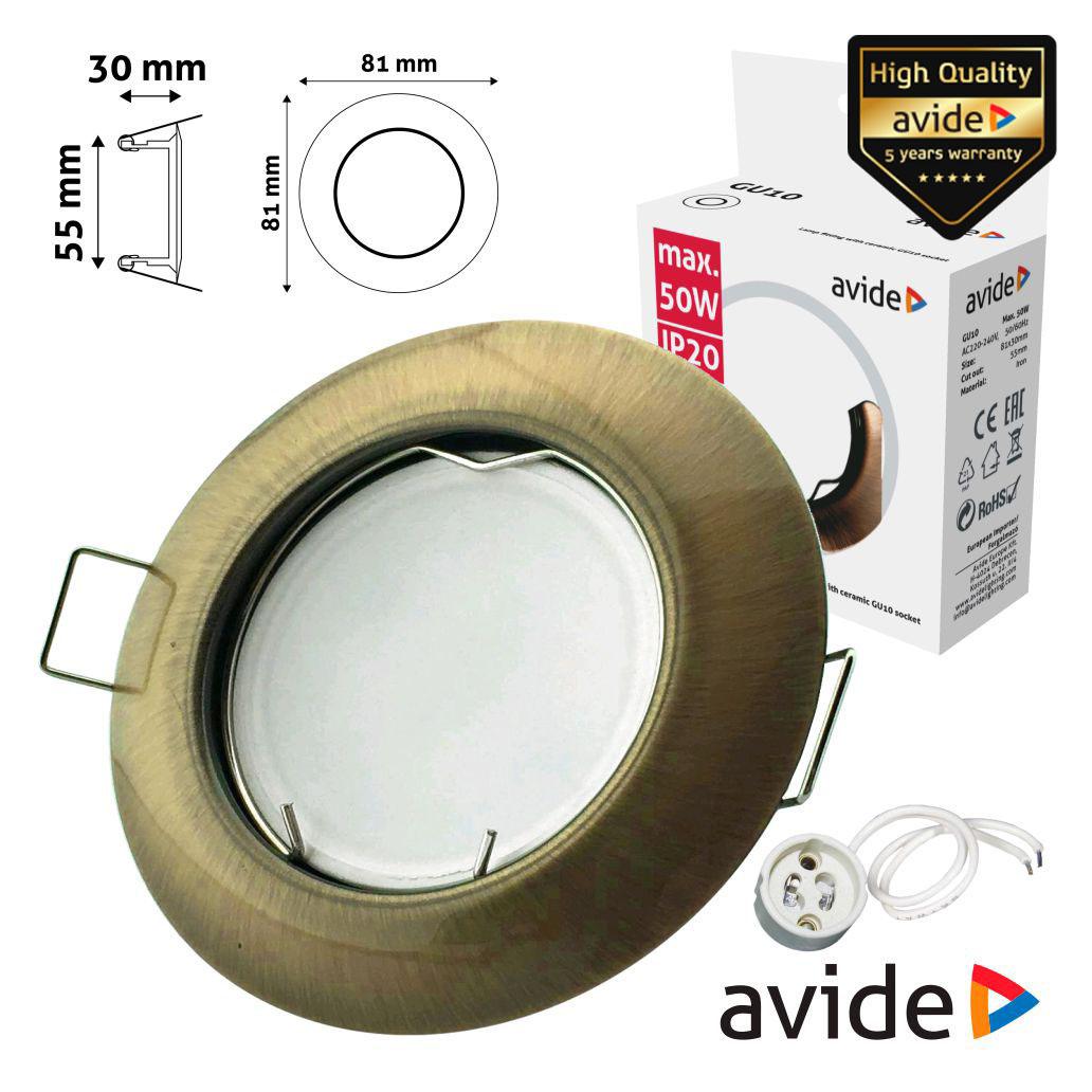 (imagem para) Aro Redondo Fixo Cónico Cobre P/ MR16-GU10 AVIDE