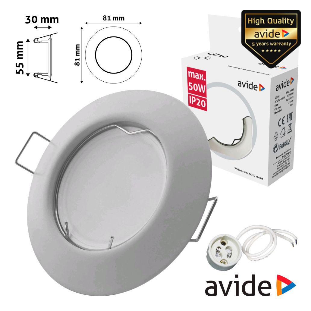 (imagem para) Aro Redondo Fixo Cónico Branco P/ MR16-GU10 AVIDE