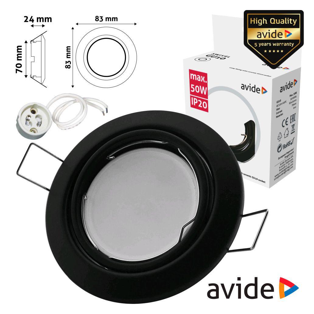 (imagem para) Aro Redondo Ajustável Cónico Preto P/ MR16-GU10 AVIDE