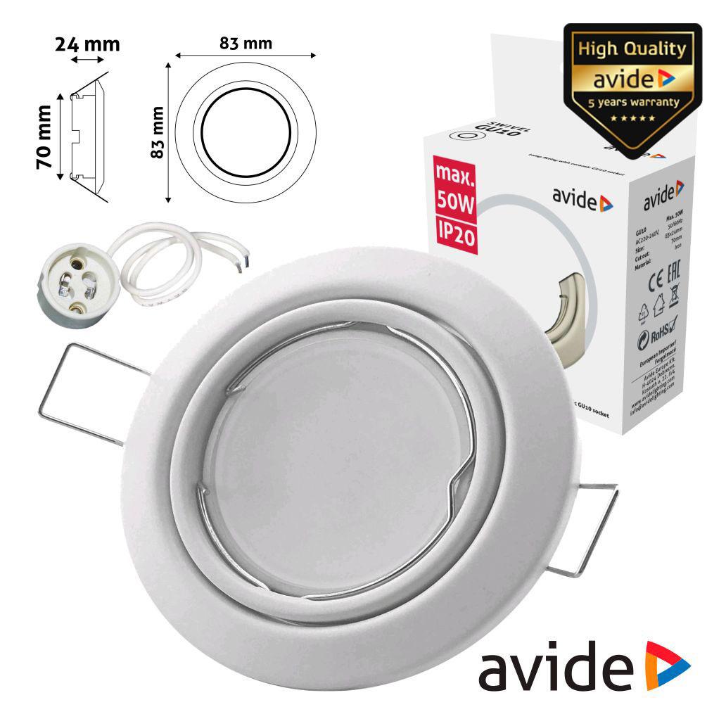 (imagem para) Aro Redondo Ajustável Cónico Branco P/ MR16-GU10 AVIDE
