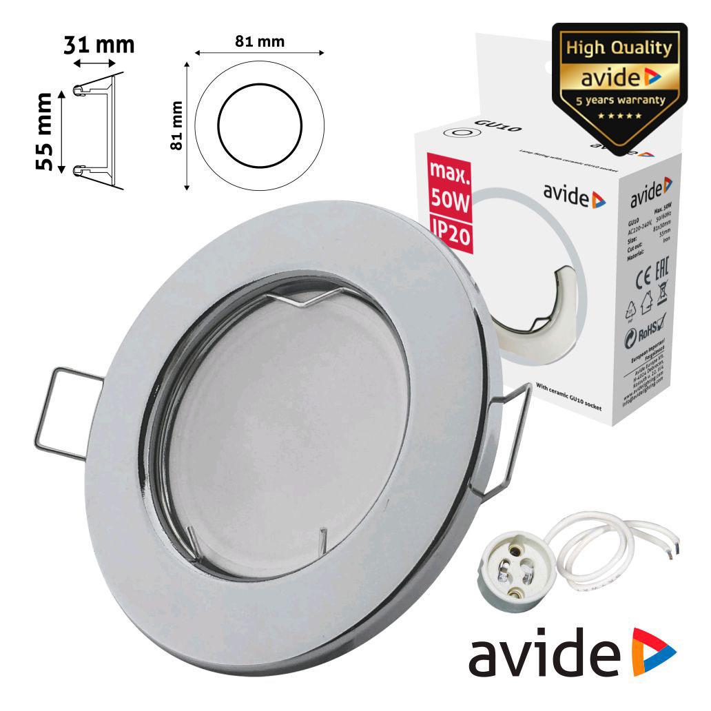 (imagem para) Aro Redondo Fixo Cromado P/ MR16-GU10 AVIDE