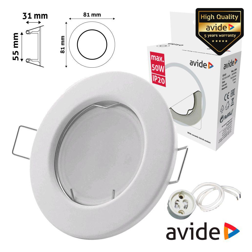 (imagem para) Aro Redondo Fixo Branco P/ MR16-GU10 AVIDE