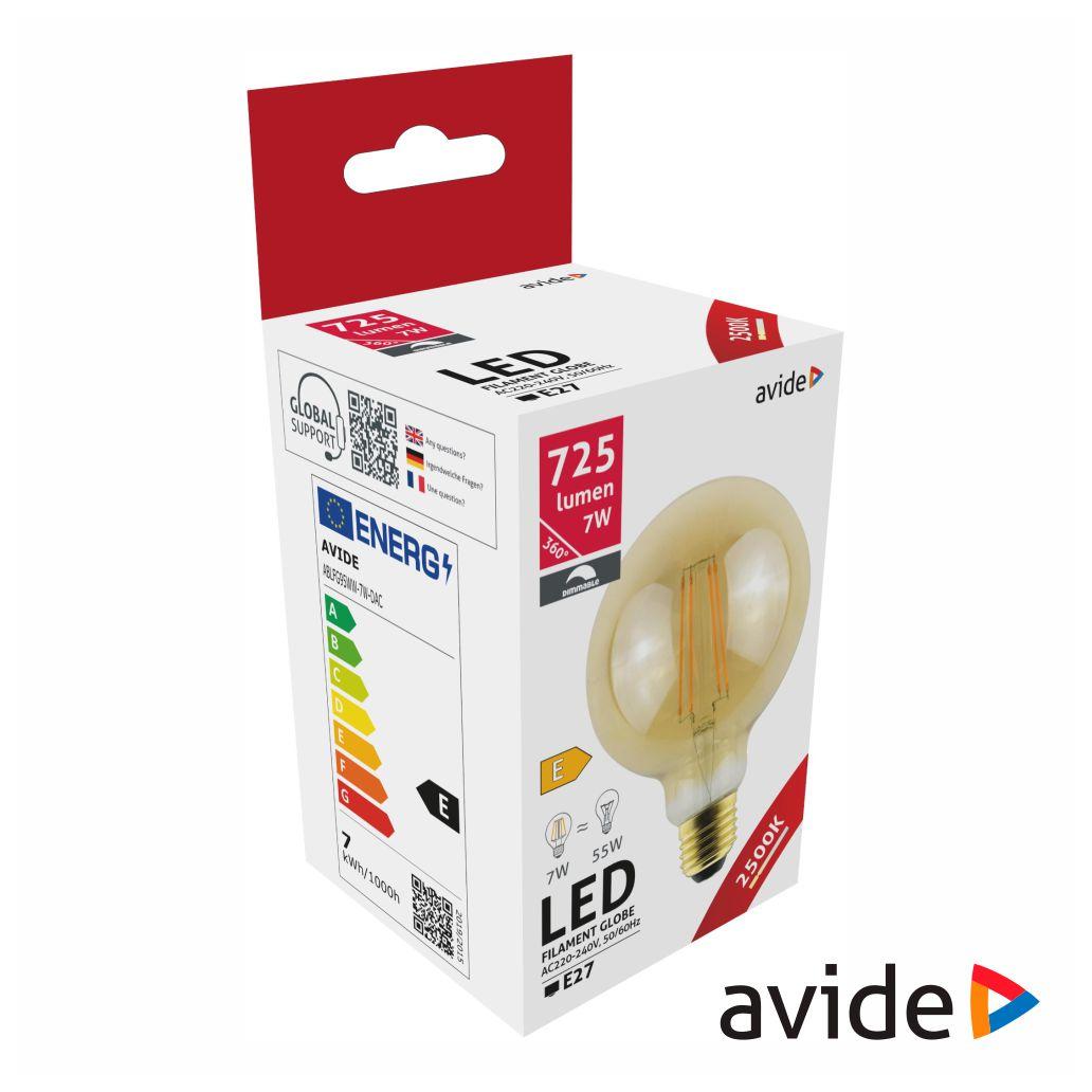 (imagem para) Lâmpada LED E27 Dimável Filamento 7W 230V 2500K 725lm AVIDE