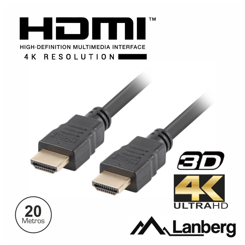 Cabo HDMI Dourado Macho / Macho 1.4 4K 20m LANBERG (imagem para) Cabo HDMI Dourado Macho / Macho 1.4 4K 20m LANBERG
