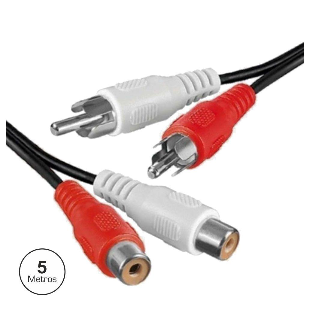 (imagem para) Cabo 2-Rca Macho / 2-Rca Fêmea 5m