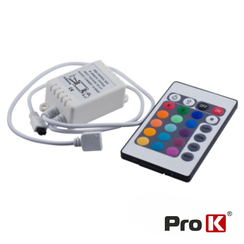 (imagem para) Controlador P/ Fita LEDS RGB 12V C/Comando PROK