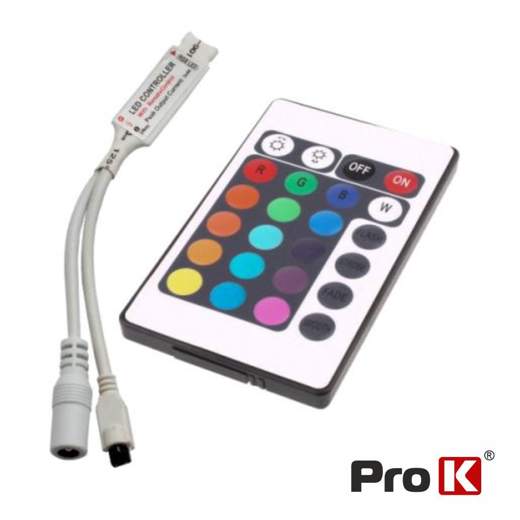 (imagem para) Controlador P/ Fita LEDS RGB 12V C/Comando PROK