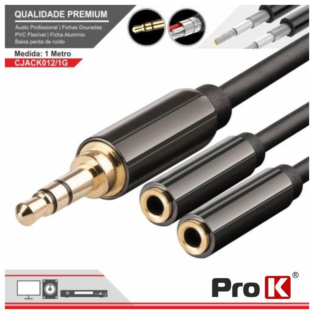 (imagem para) Cabo Jack 3.5mm Macho / 2 Jack 3.5mm Fêmea 1M St PROK
