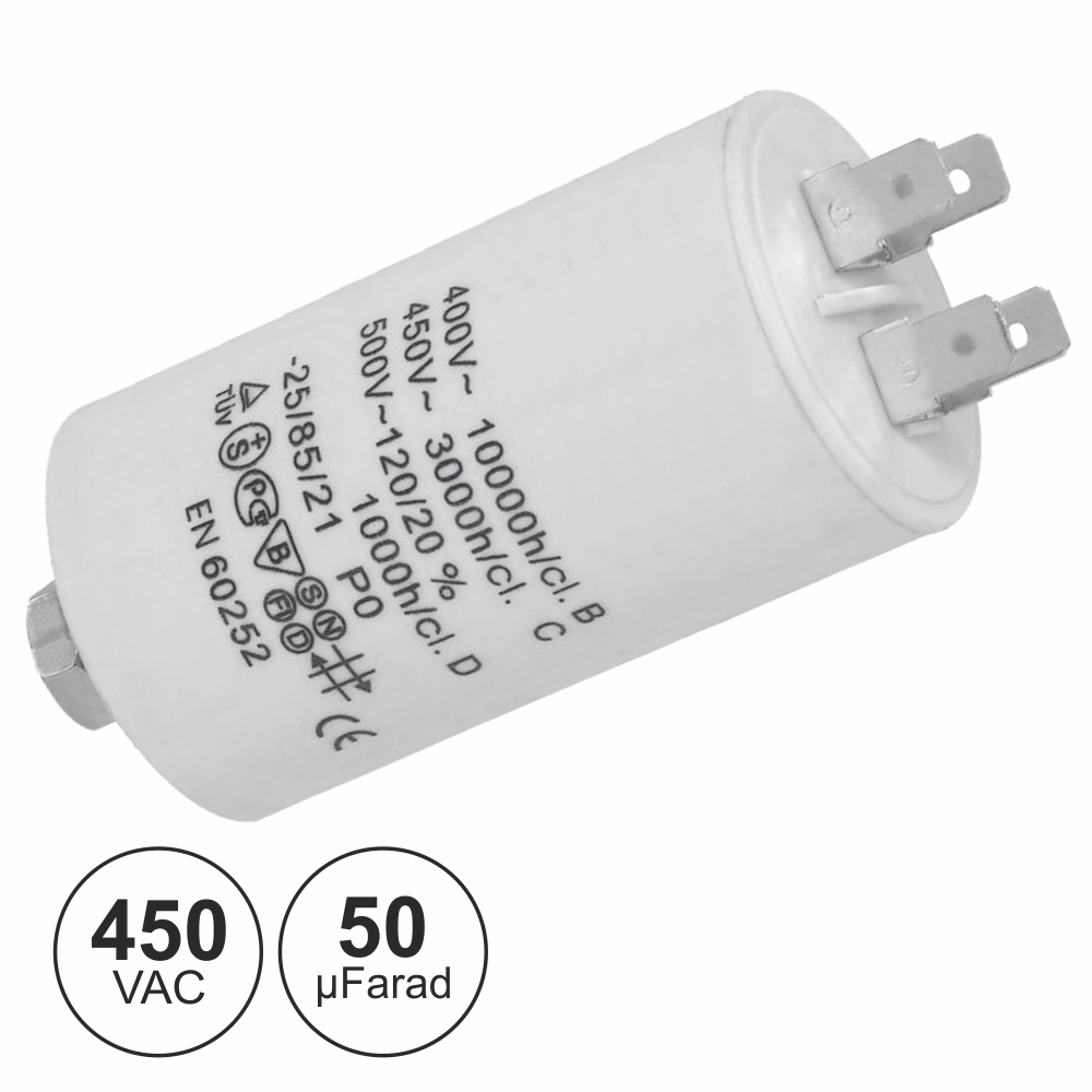 (imagem para) CONDENSADOR ARRANQUE 50UF 450V + TERRA