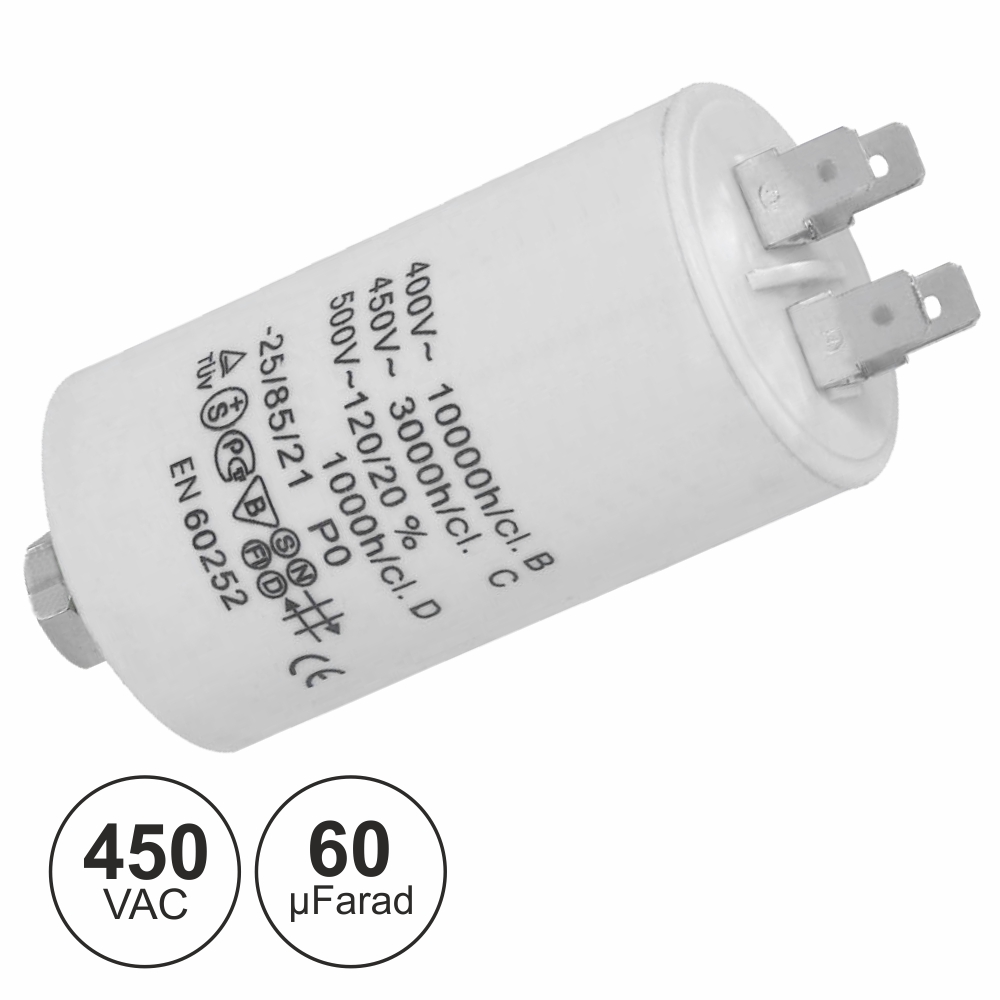 (imagem para) CONDENSADOR ARRANQUE 60UF 450V + TERRA