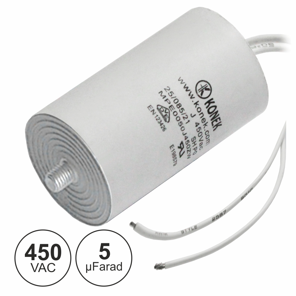 (imagem para) CONDENSADOR ARRANQUE 5UF 450V + TERRA C/ FIOS