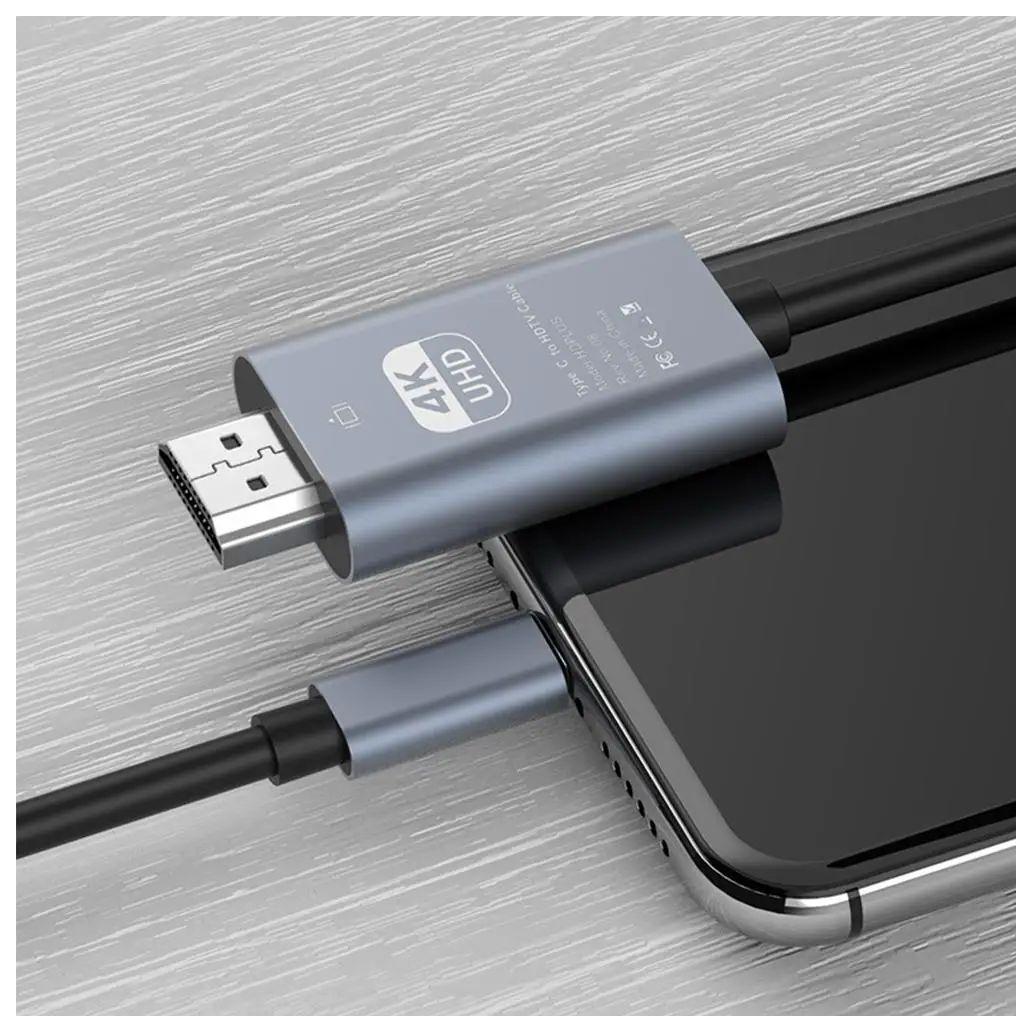 (imagem para) Cabo HDMI Macho / USB-C Macho Preto 4K 1.8m PROK