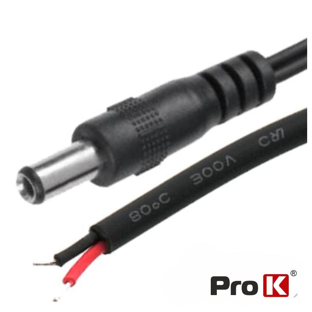 (imagem para) Ficha Alimentação DC Fêmea 5.5x2.1mm 15mm C/ Cabo PROK