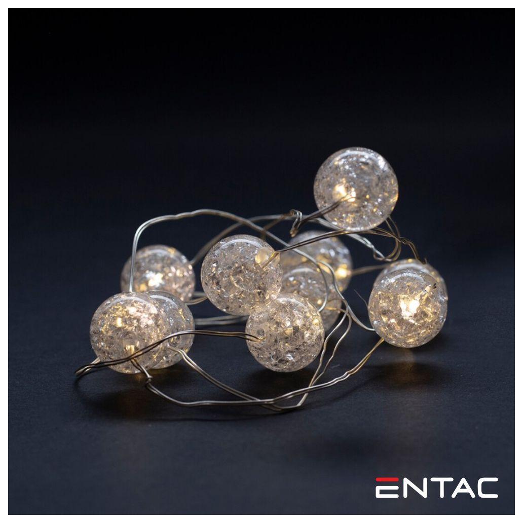 (imagem para) Luzes de Natal 10 LED 3000K Esferas Plástico a pilhas 1m