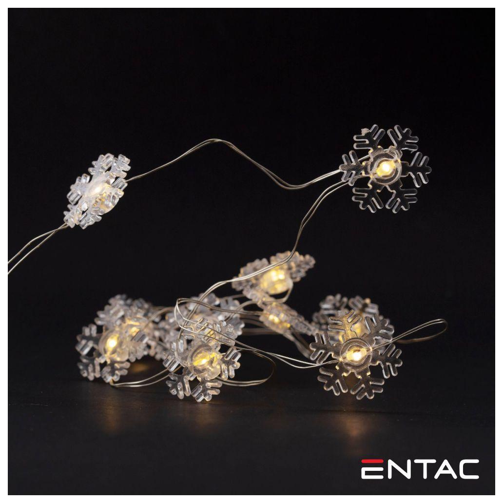 (imagem para) Luzes de Natal 10 LED Floco Neve Arame a pilhas 1m ENTAC