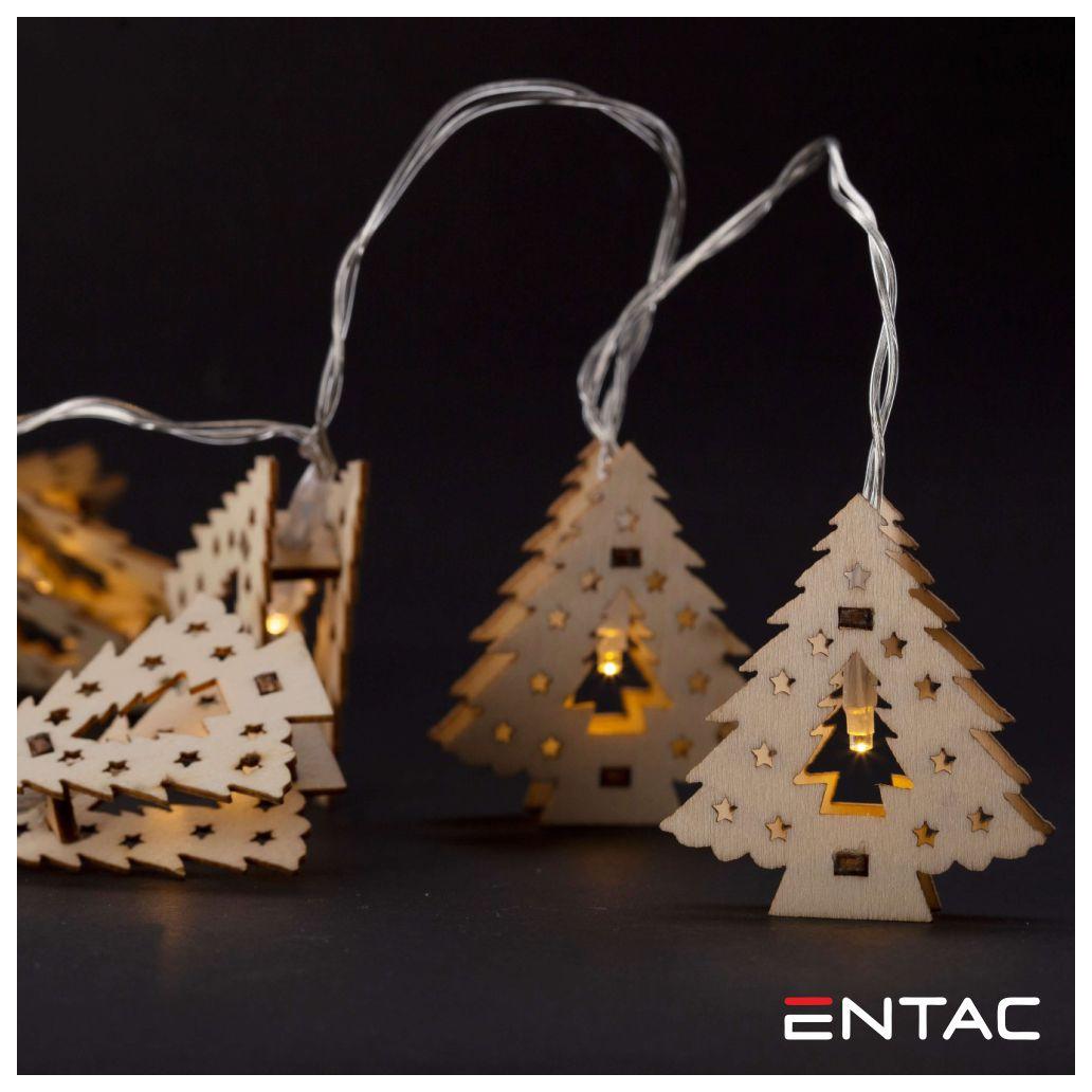 (imagem para) Luzes de Natal 10 LEDS Árvores Madeira a pilhas 1.65m ENTAC