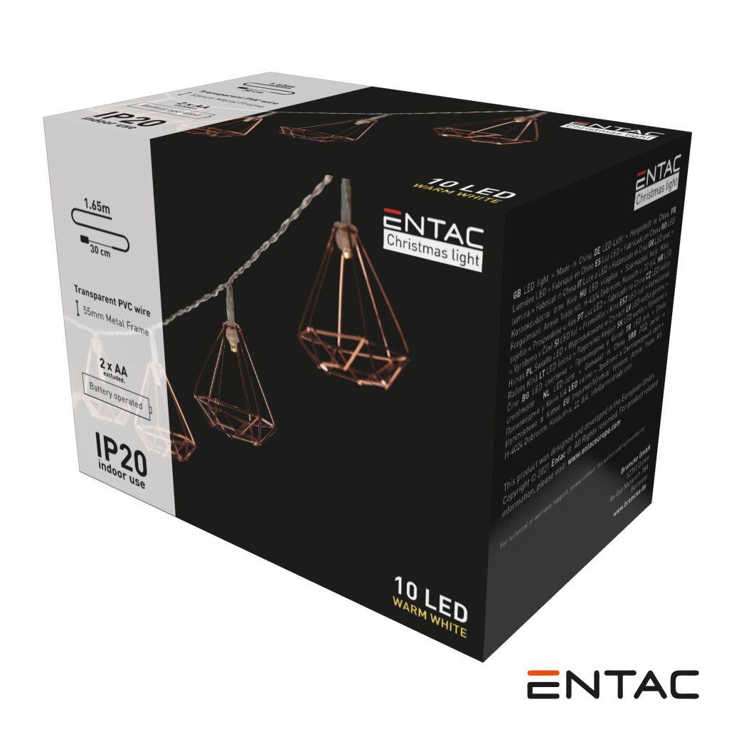 (imagem para) Luzes de Natal 10 LED Estruturas Metálicas a pilhas 1.65m