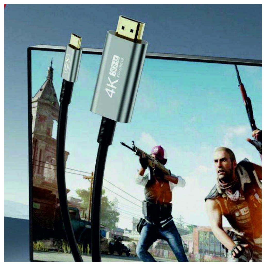 (imagem para) Cabo HDMI Macho / USB-C Macho 4K 1.8m Preto XO