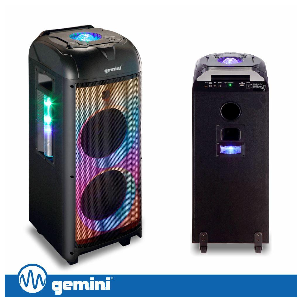 (imagem para) Coluna Amplificada 2x8" 1000W USB/FM/AUX/BT/TWS GEMINI