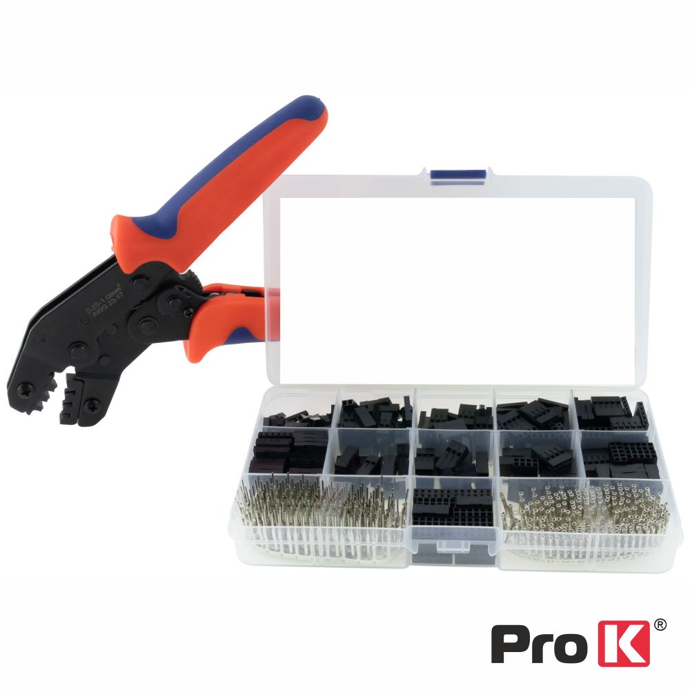 (imagem para) KIT ALICATE DE CRAVAR + CONECTORES DUPONT 2.54MM 620PCS PROK