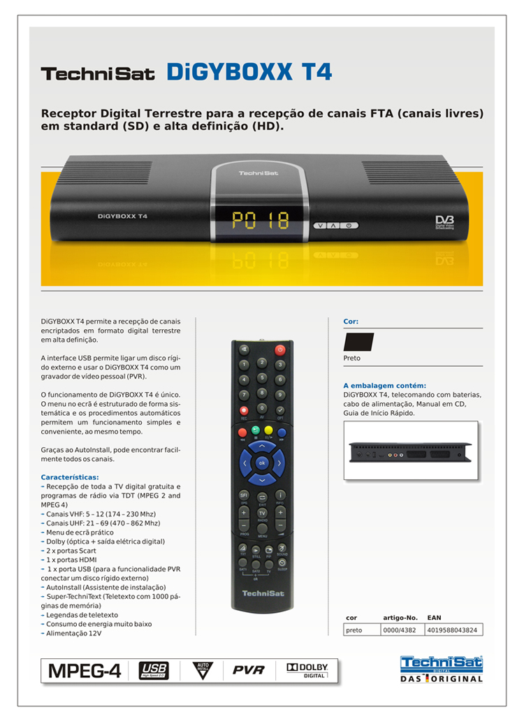 (imagem para) Receptor TDT - Gravação (PVR) - Technisat