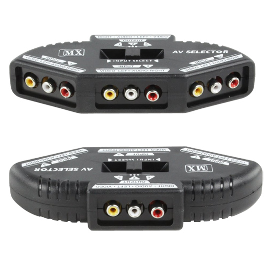 Selector AV 3 Entradas + 1 Saída (imagem para) Selector AV 3 Entradas + 1 Saída