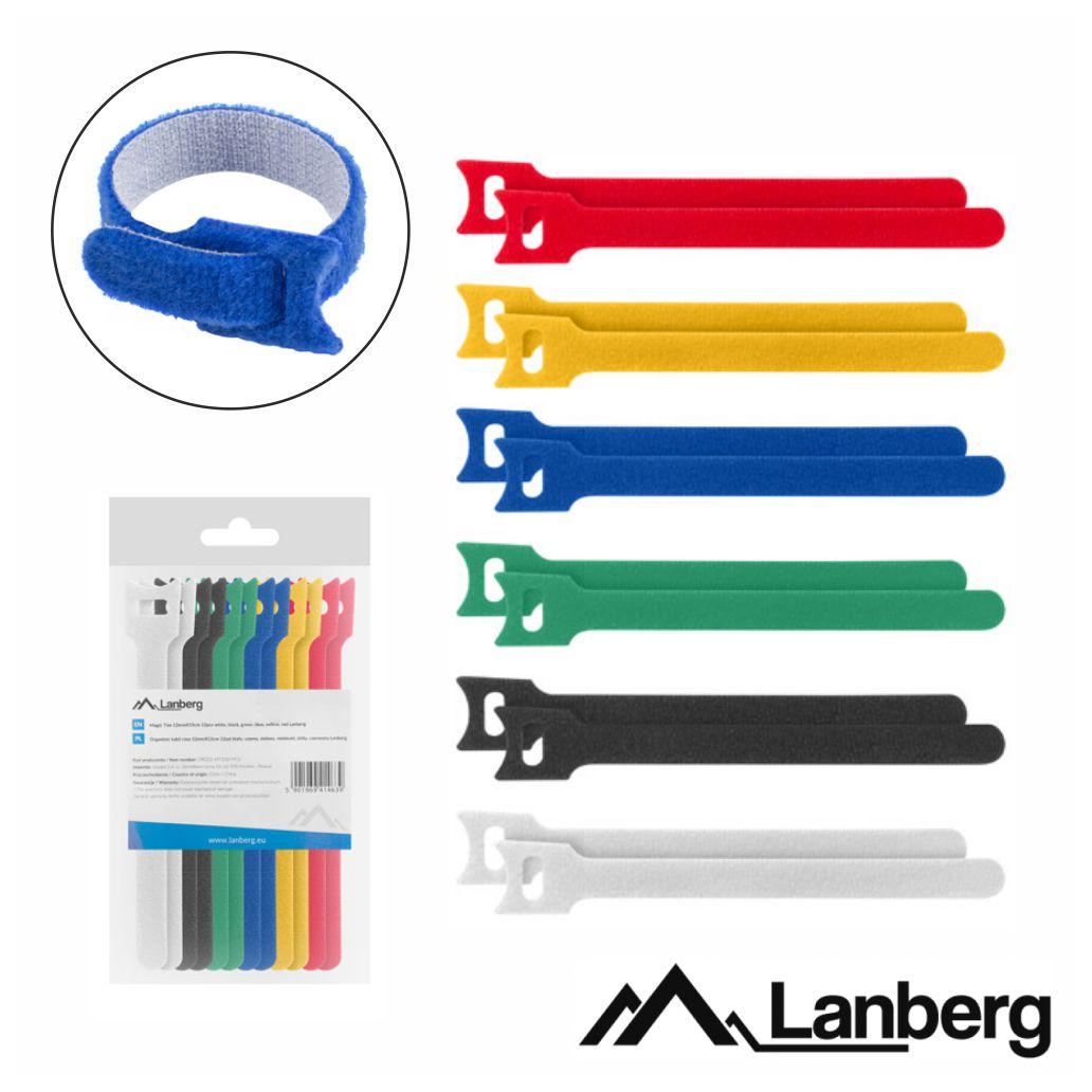 (imagem para) Conjunto 12 Fitas Velcro Multicores P/ Organização LANBERG
