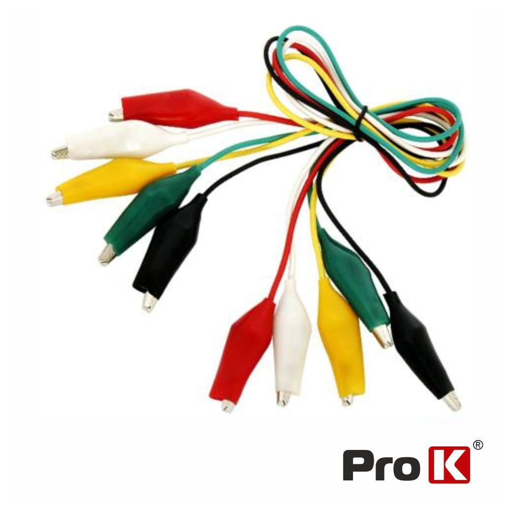 (imagem para) Conjunto 5 Cabos C/ Pinças Crocodilo Várias Cores PROK