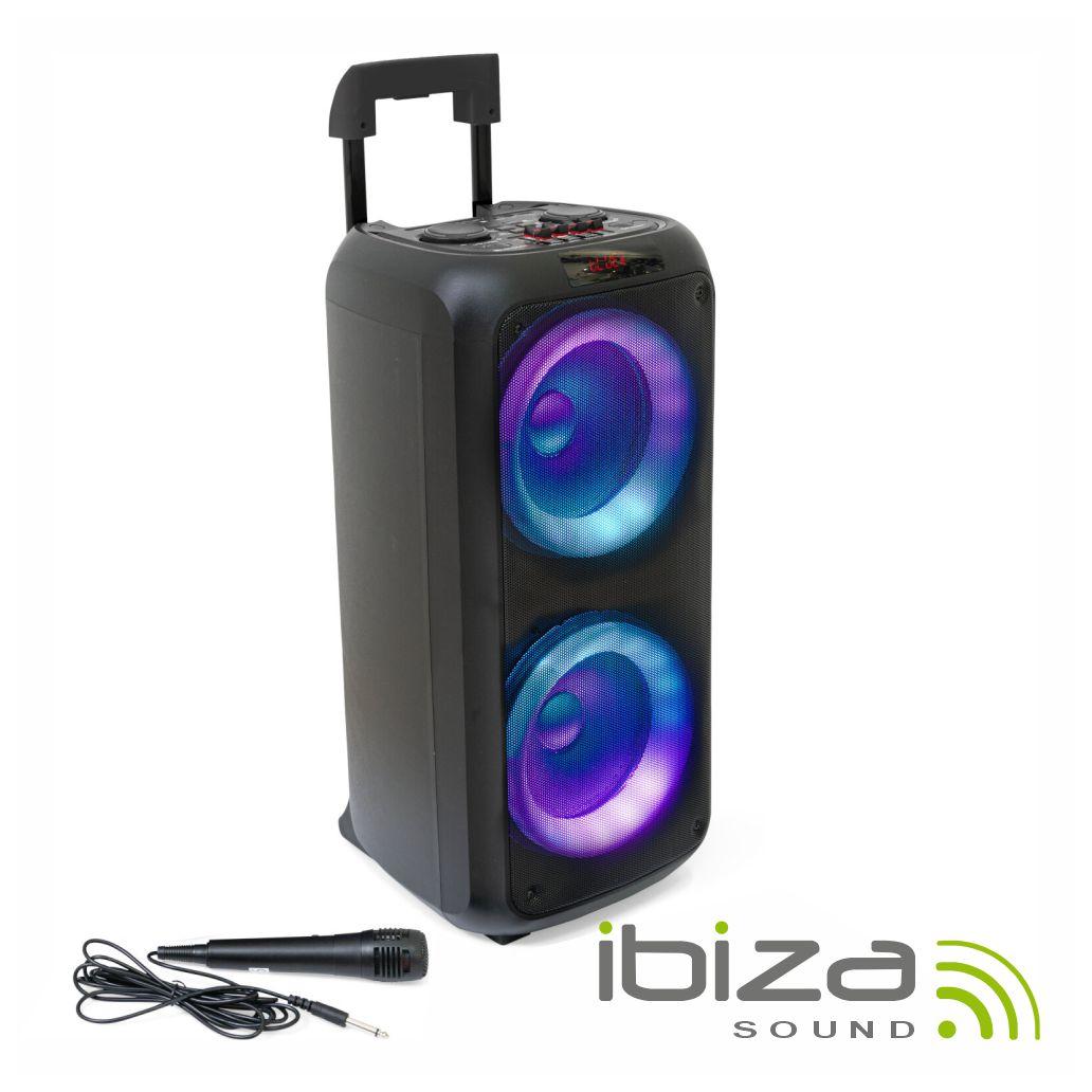 (imagem para) Coluna Amplificada 2X8" USB/SD/AUX/BT LED TWS IBIZA