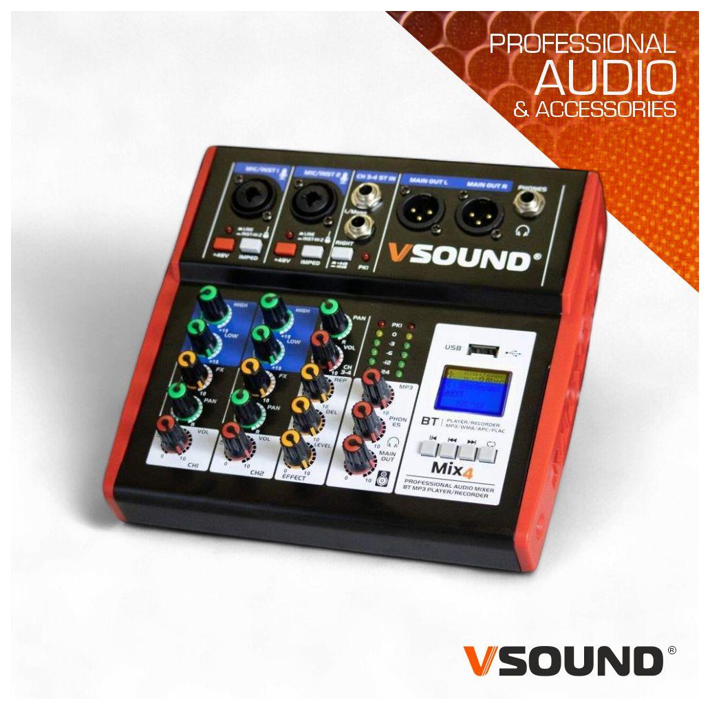 (imagem para) Mesa De Mistura 4 Canais C/ BT/LCD/USB/PC/PHANTOM VSOUND