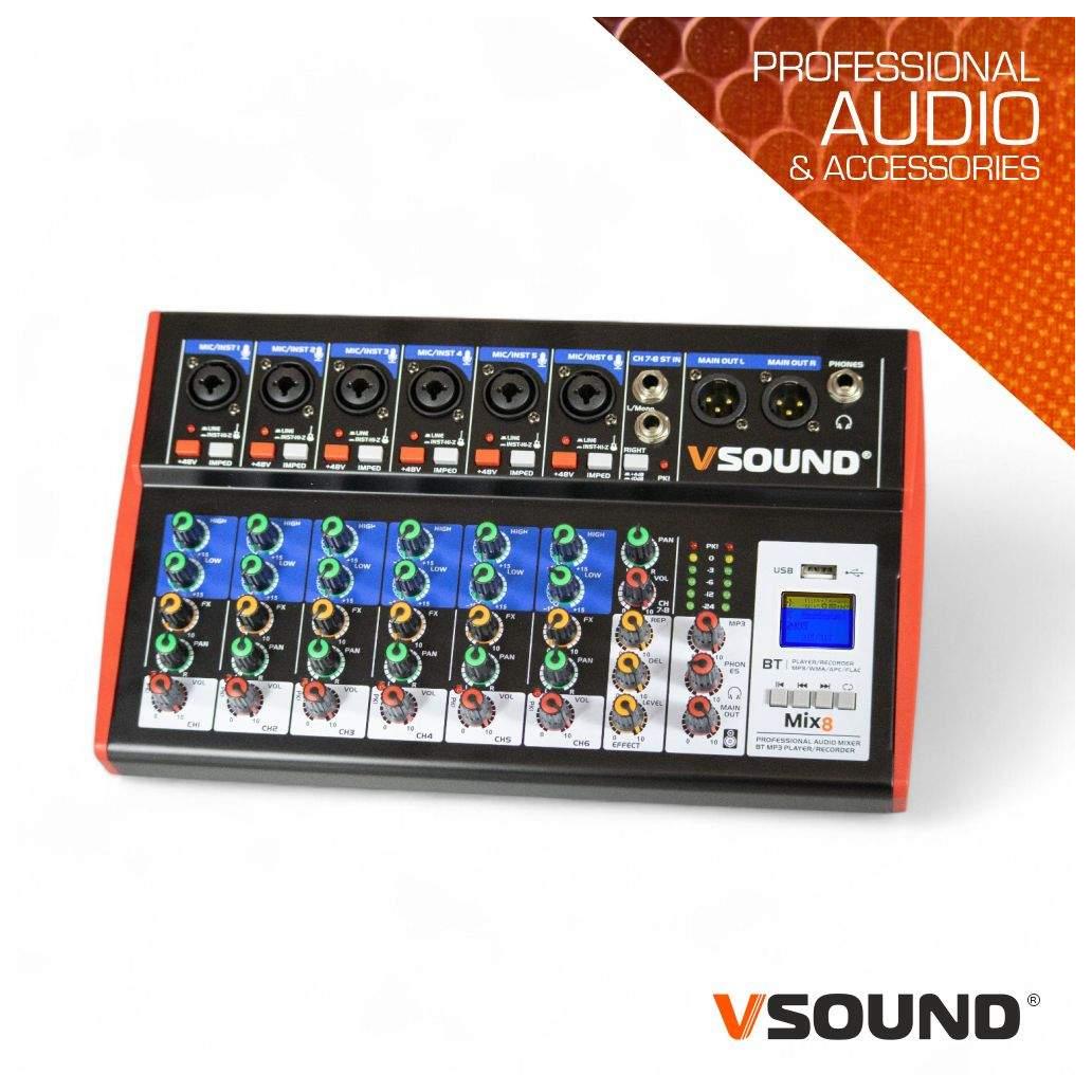 (imagem para) Mesa De Mistura 8 Canais C/ BT/LCD/USB/PC/PHANTOM VSOUND
