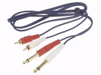 (imagem para) Cabo audio 2x jack mono 6.35mm p/2x RCA macho 1.2m