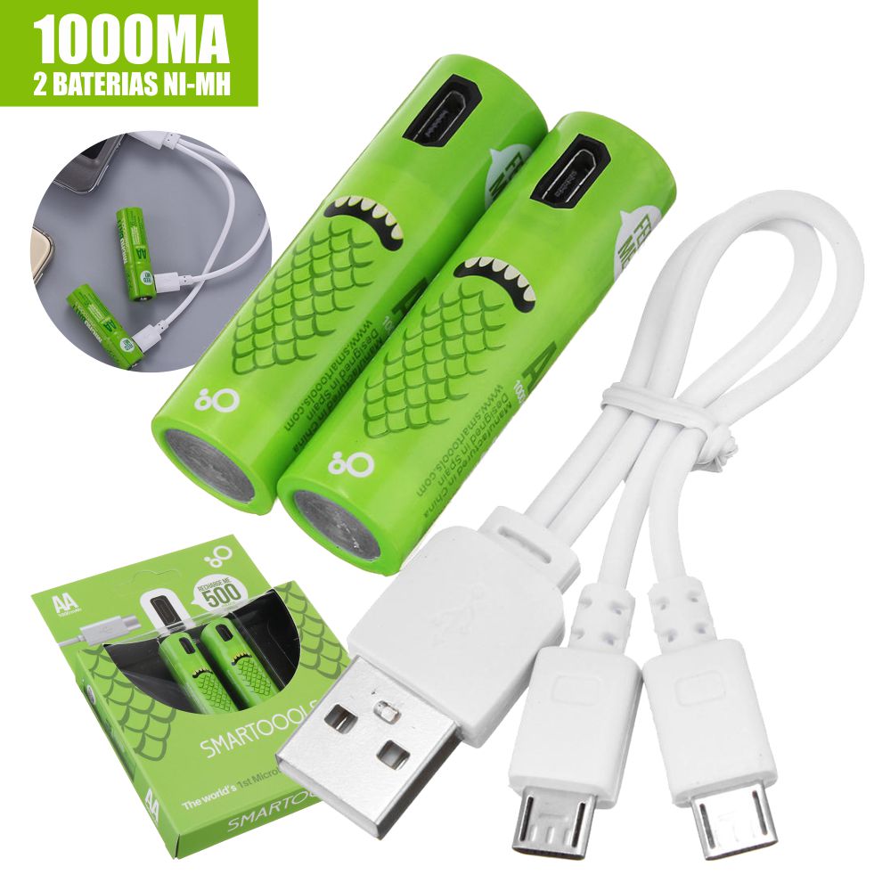 (imagem para) Bateria Ni-Mh AA 1.2V 1000ma C/ USB E Cabo 4x Blister