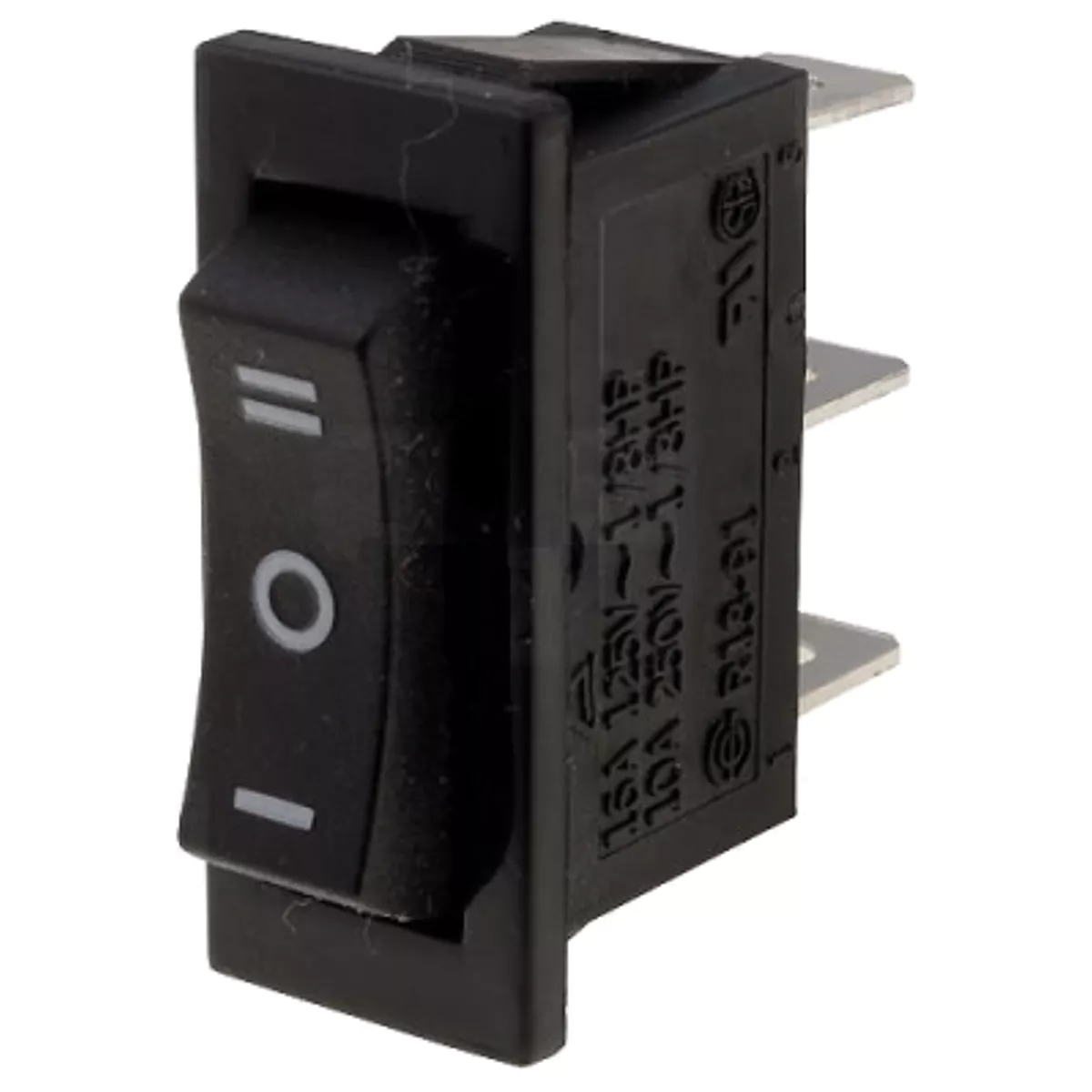 (imagem para) Botão basculante 1 posição estável unipolar (ON)-OFF-(ON) (I/0/II) SP3T 250V 15A