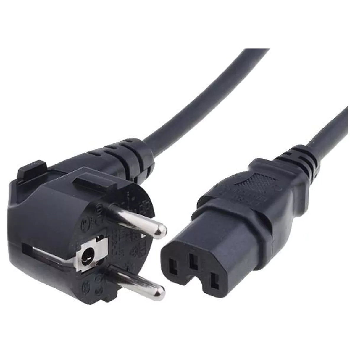 (imagem para) Cabo de alimentaçao schuko angulada - IEC C15 (3 pinos) fêmea - 1.8m [3x0.75mm²]