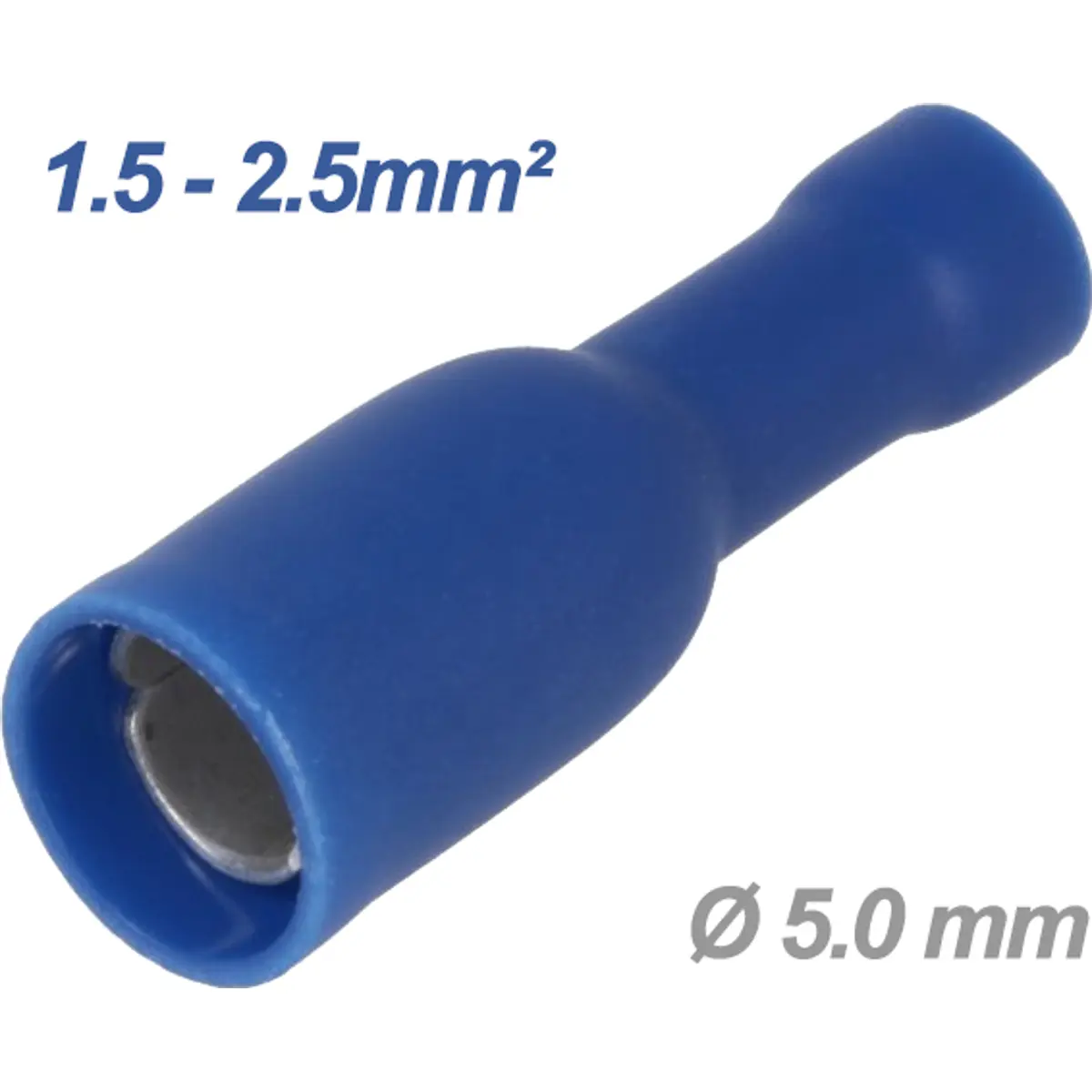 (imagem para) Terminal redondo fêmea isolado azul (1.5-2.5mm²) Ø5.0mm