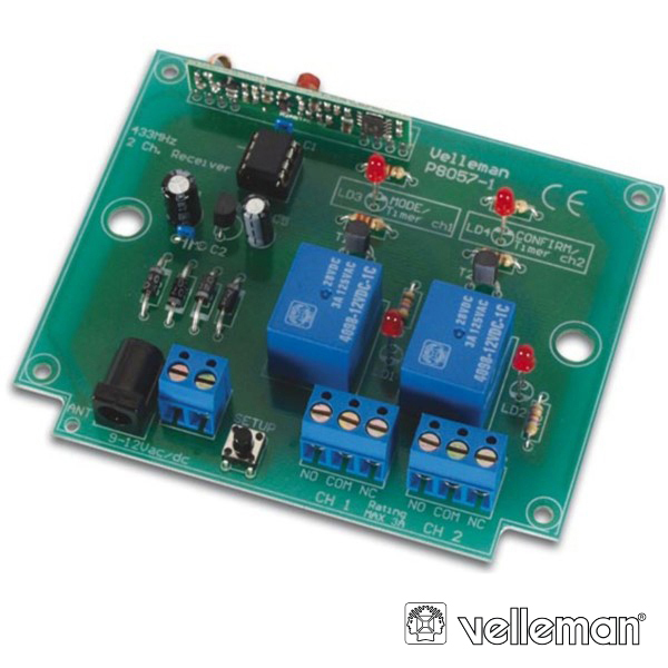 (imagem para) K8057 - Receptor de 2 Canais por RF Com Código Aleatório
